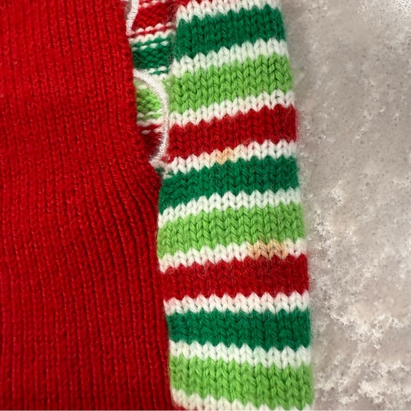SimplyDog Christmas Dog Sweater Size M Red Green Striped Bone - Picture 8 of 8